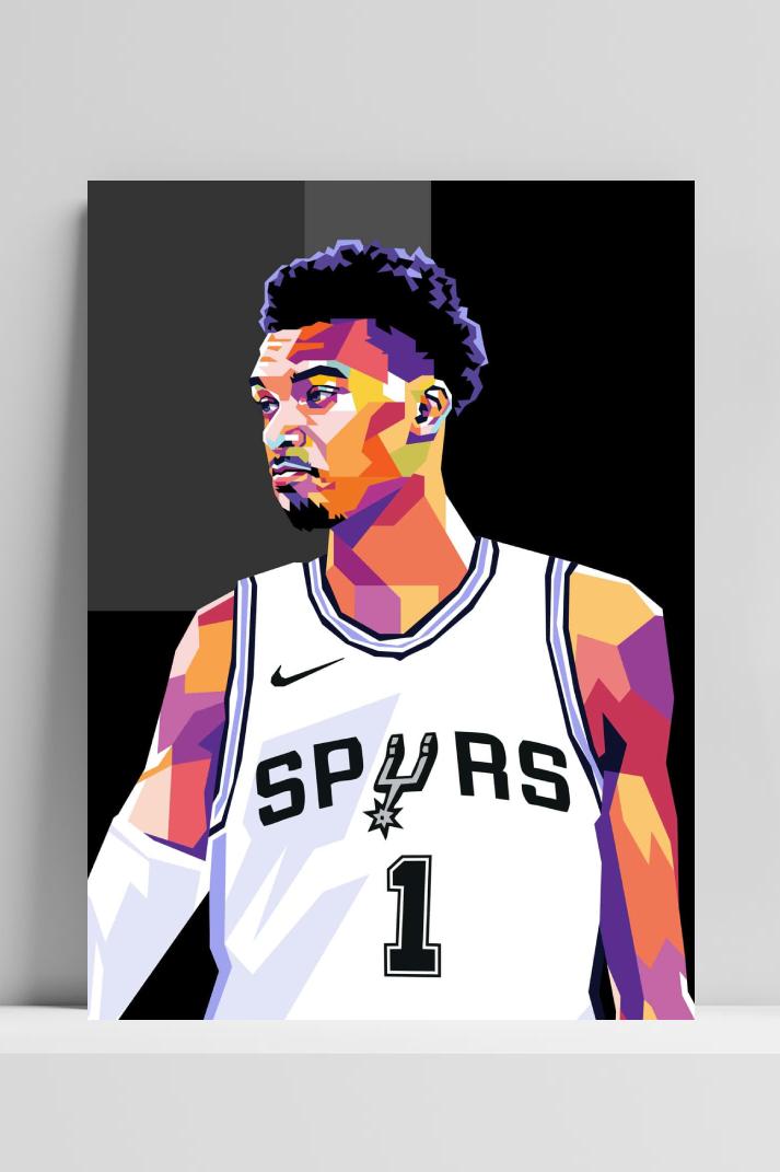Victor Wembanyama Pop Art op 3mm aluminium dibond
