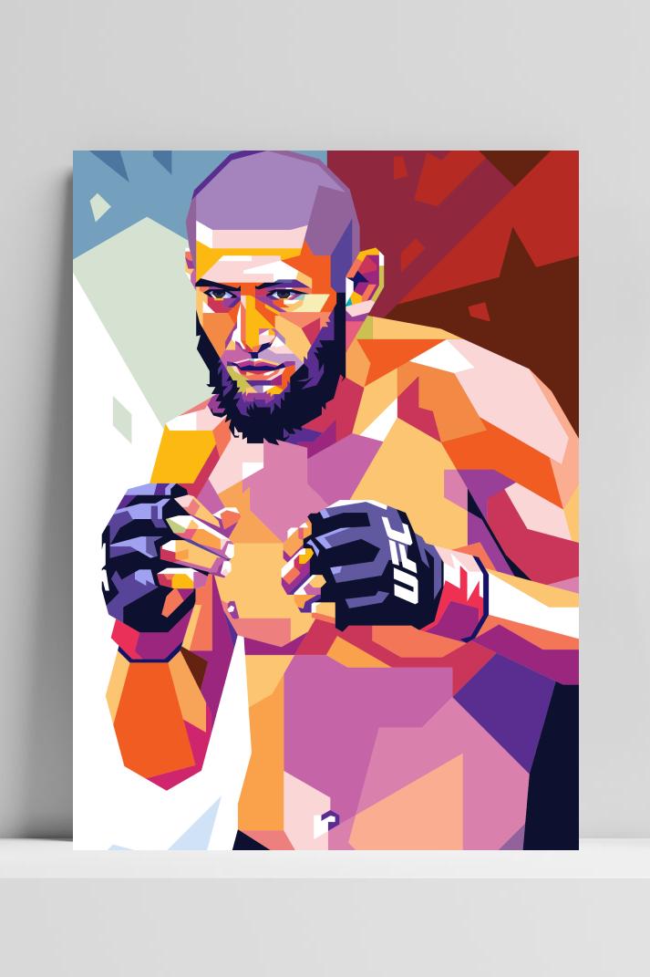 Khamzat Chimaev op 3mm aluminium dibond