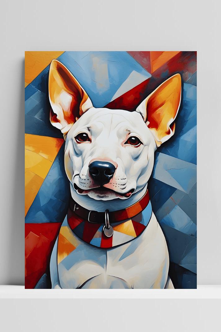 Terrier Kleurrijk op 3mm aluminium dibond