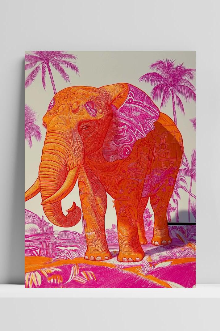Elephant op 3mm aluminium dibond