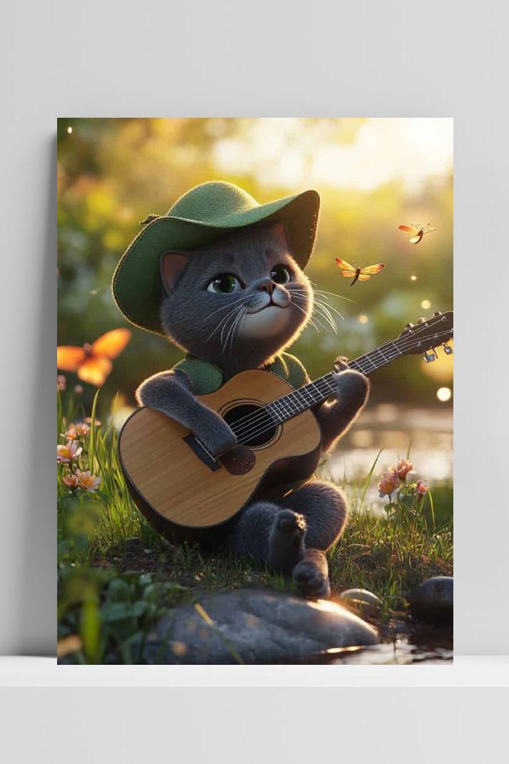 Kat Gitaar op 3mm aluminium dibond