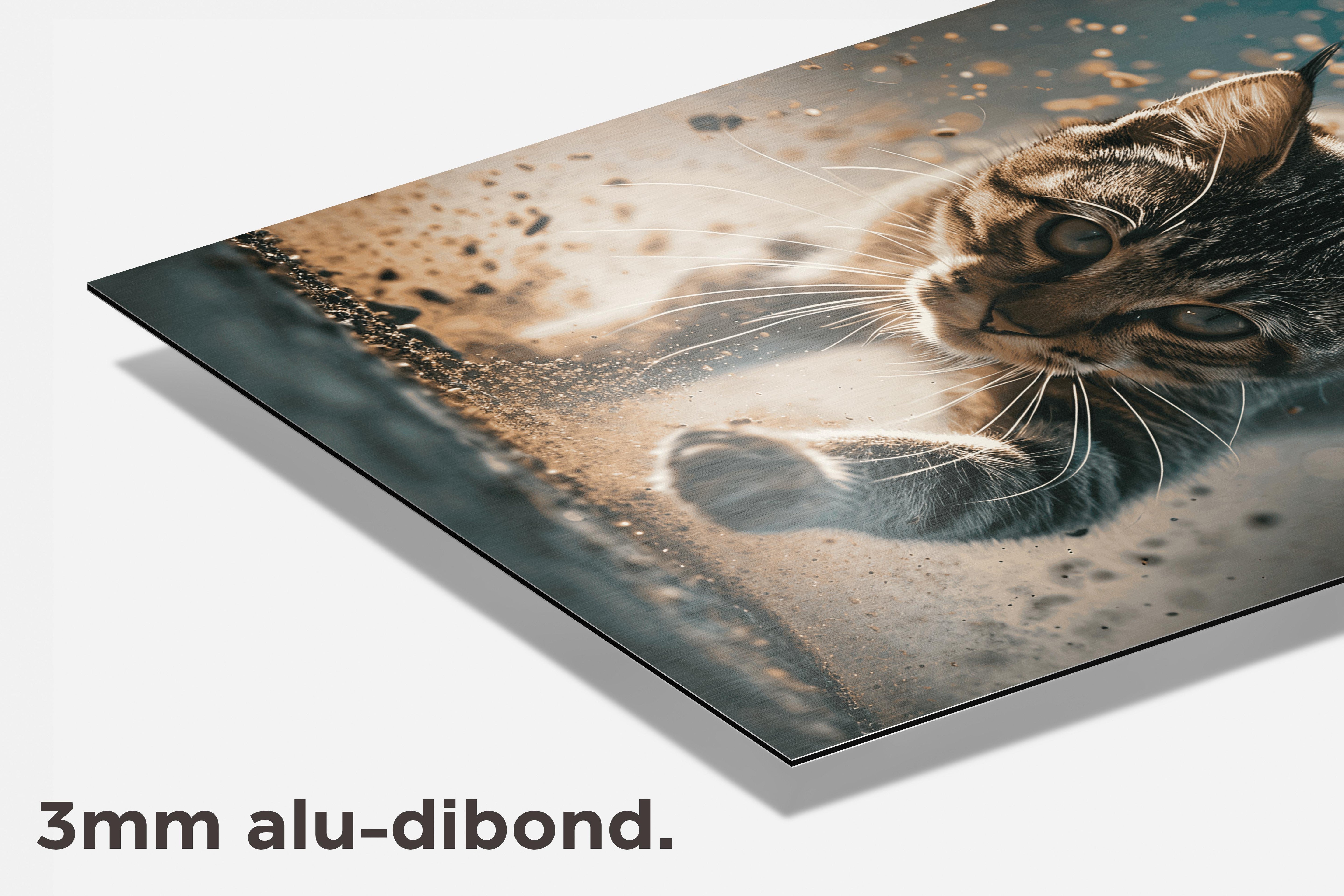 Kat in actie dibond detail
