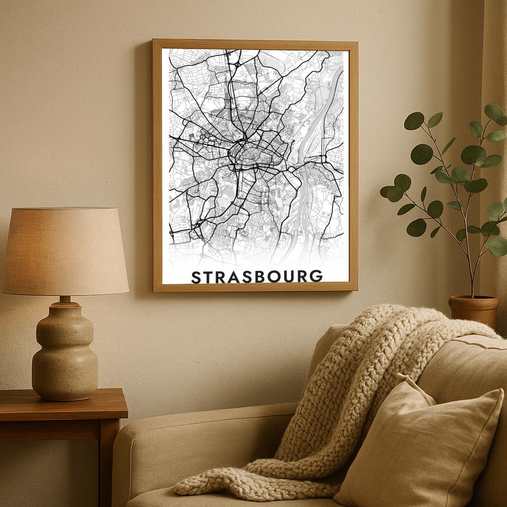Strasbourg Map France White poster sfeerbeeld 2