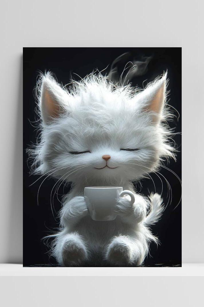 Kat Koffie op 3mm aluminium dibond