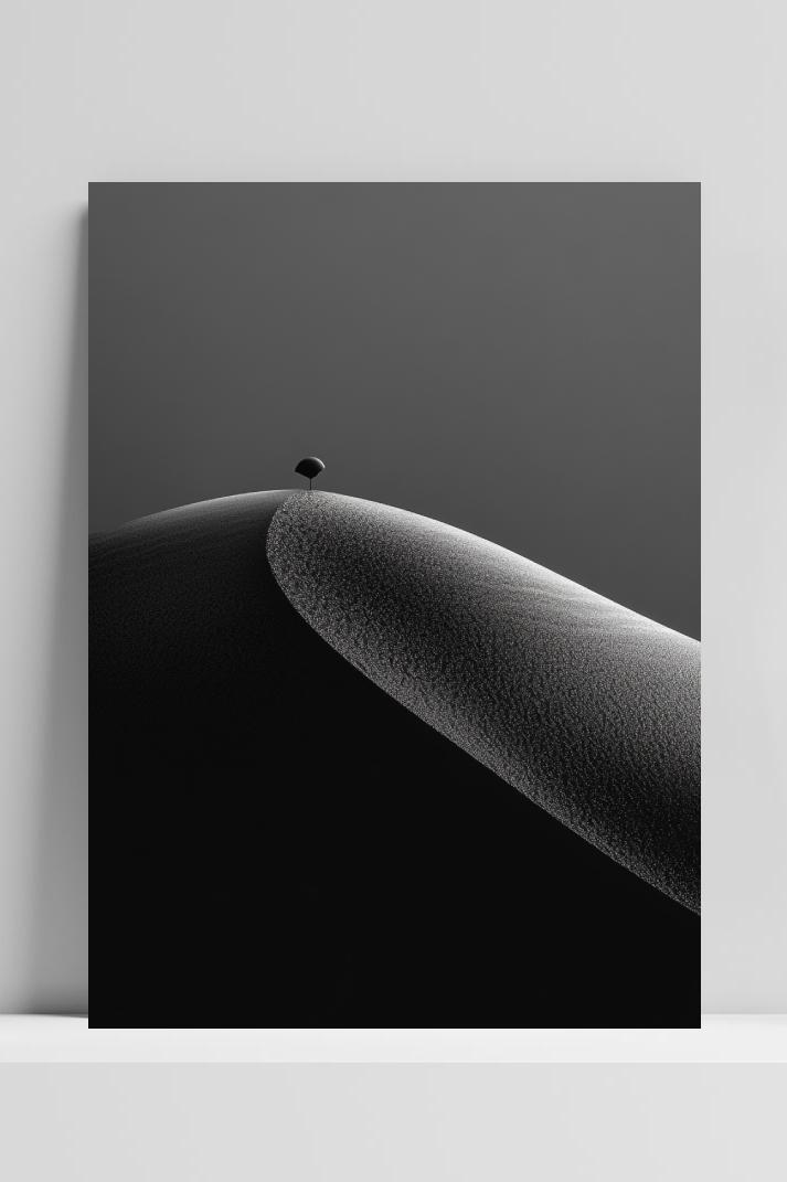 Mountain Minimalistic B&W op 3mm aluminium dibond