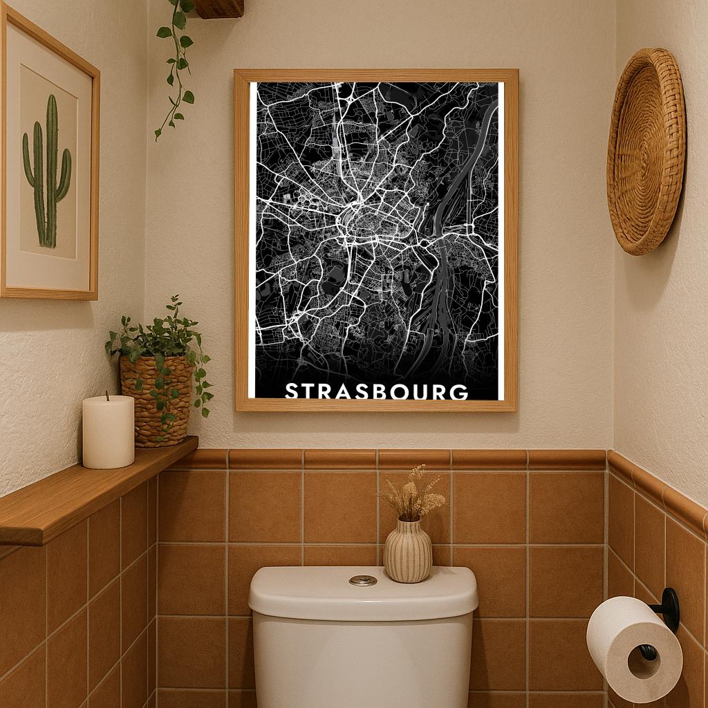 Strasbourg Map France Black poster sfeerbeeld 3