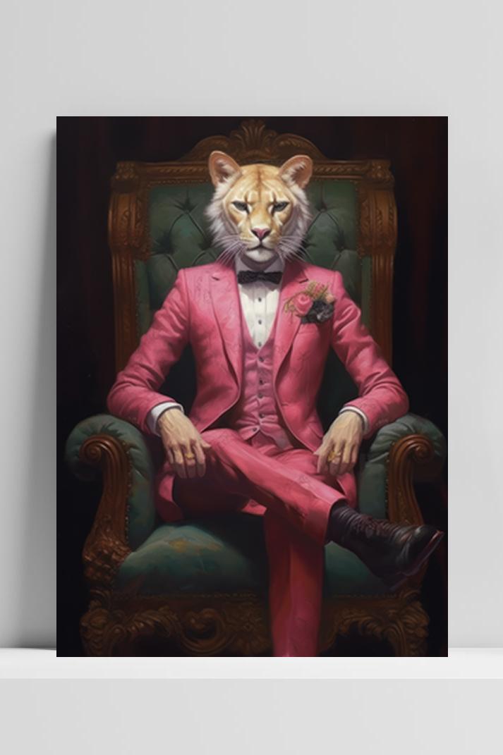 Tijger Op Troon op 3mm aluminium dibond