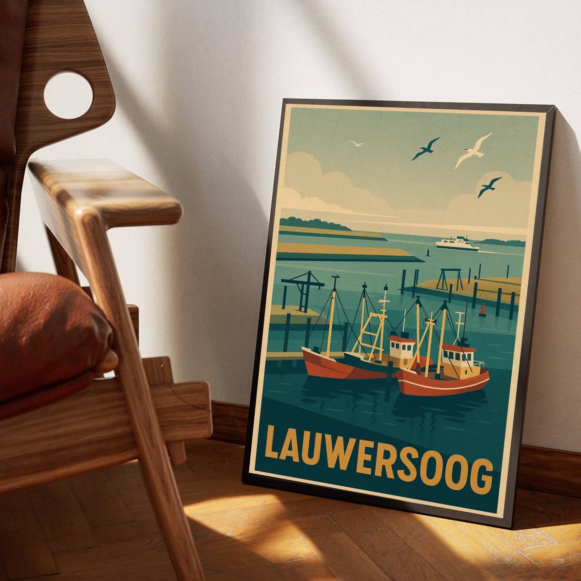 Lauwersoog Text Vintage poster sfeerbeeld 3