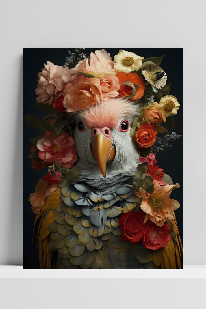 Papegaai Bloemen op 3mm aluminium dibond
