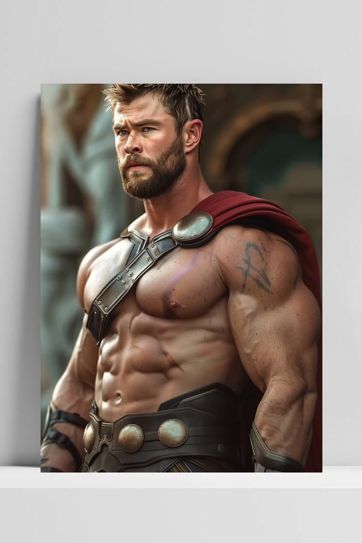 Chris Hemsworth Thor op 3mm aluminium dibond