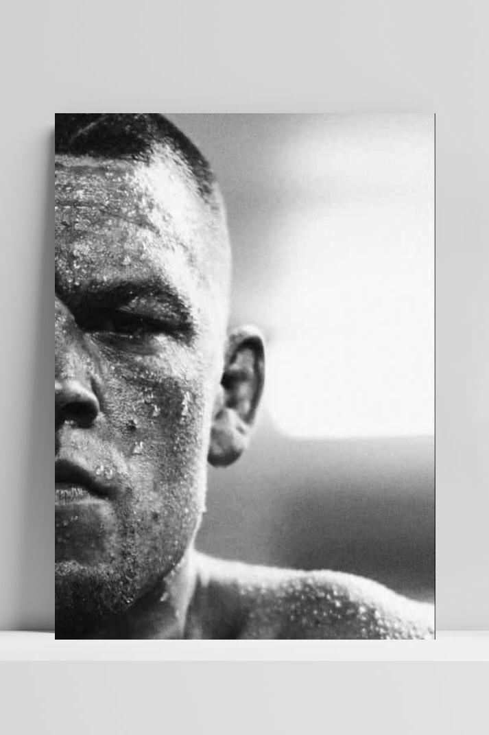 Nate Diaz B&W op 3mm aluminium dibond