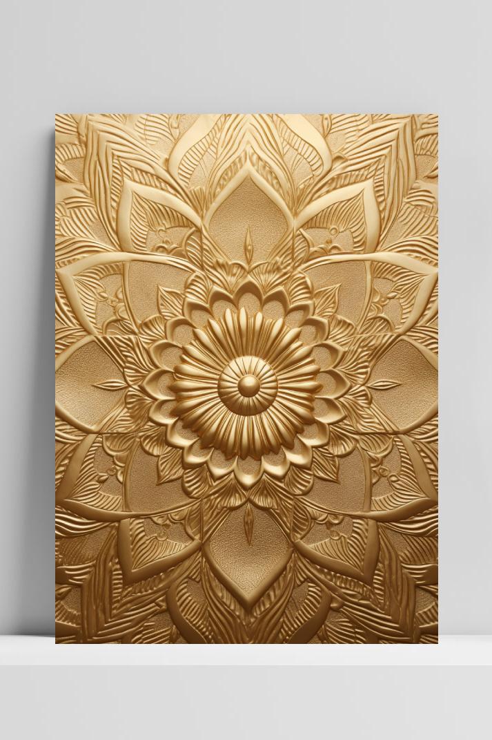 Mandala Goud Metaal op 3mm aluminium dibond