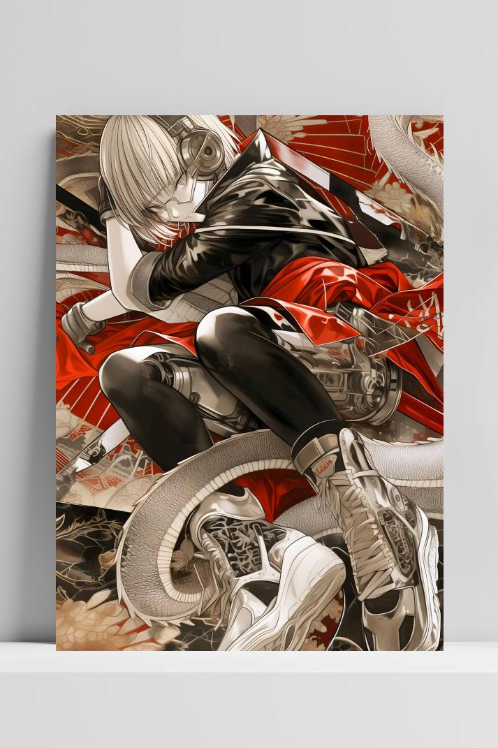 Anime Sneakers op 3mm aluminium dibond