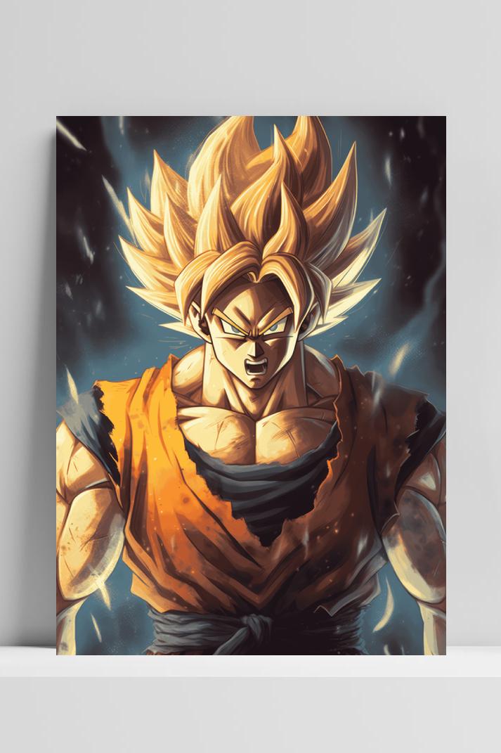 Goku SSJ op 3mm aluminium dibond