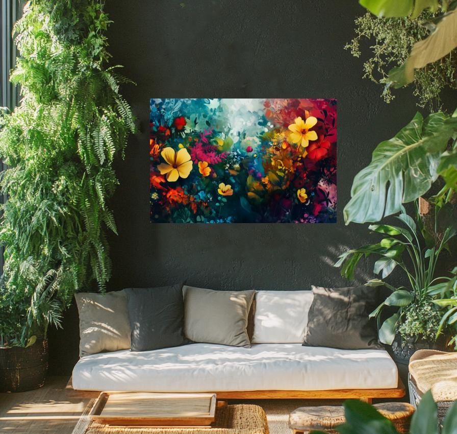 Tuinposter Gele Bloemen sfeerbeeld 1