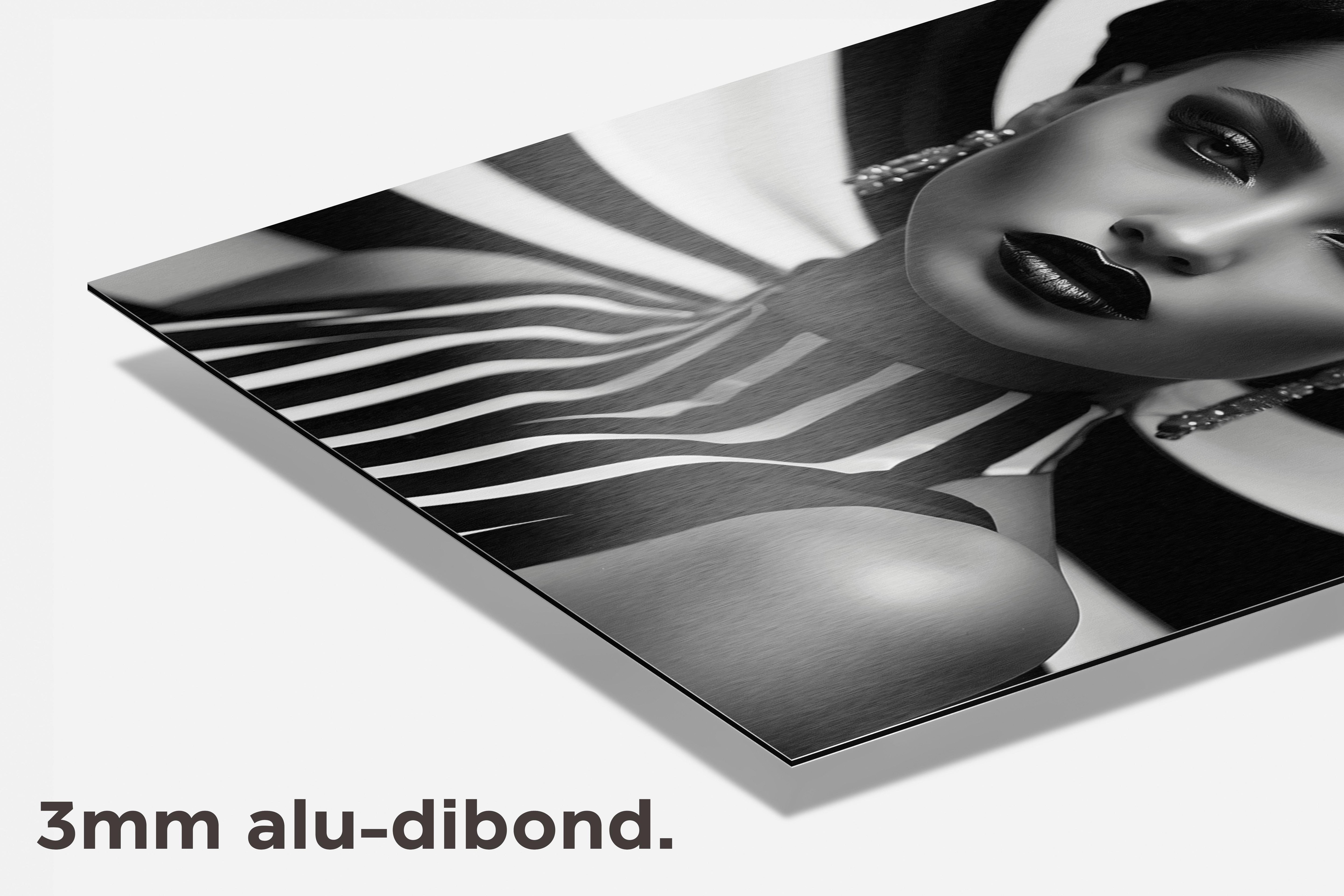 Vrouw Zwart Wit Strepen dibond detail