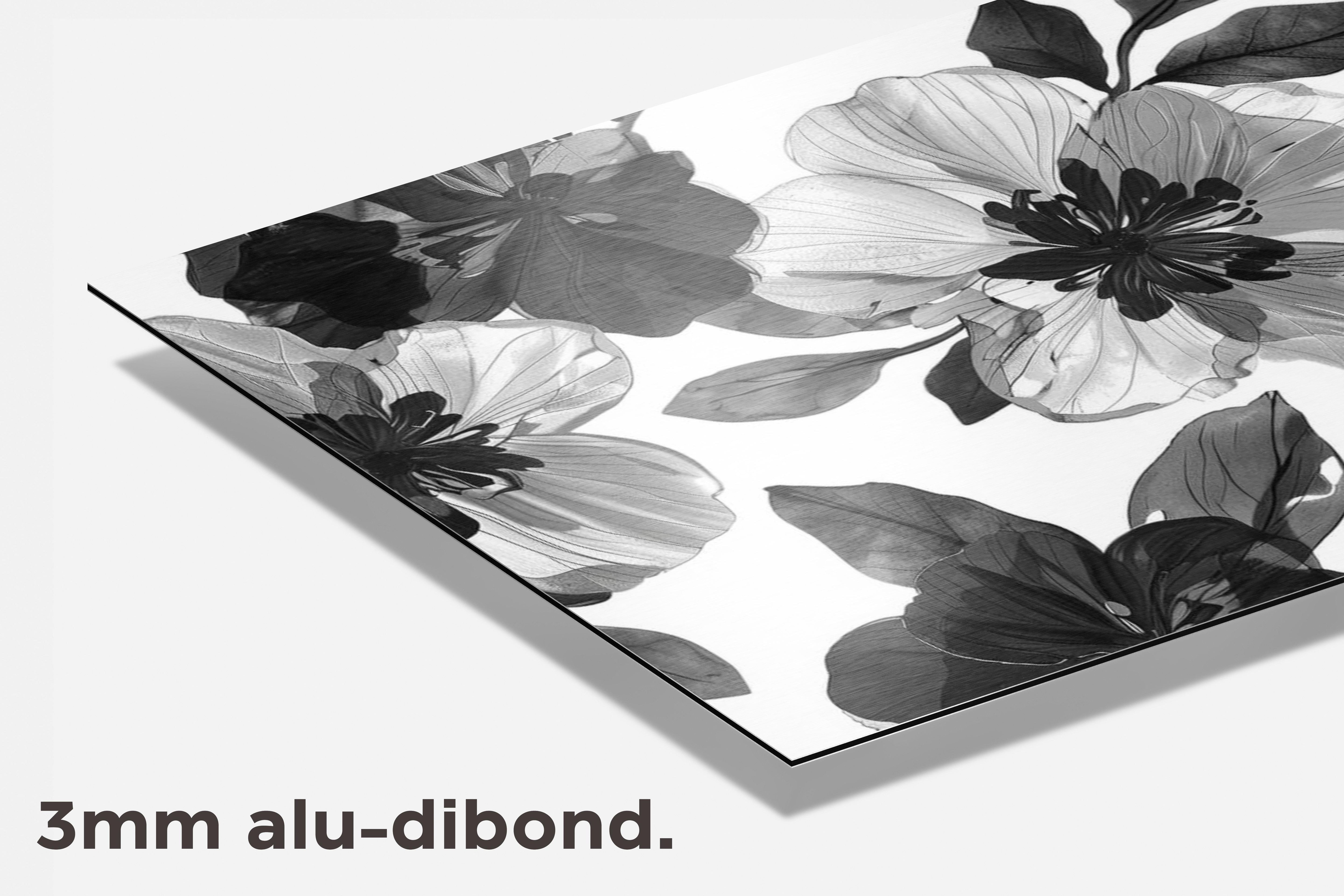 Bloemen Zwart Wit dibond detail