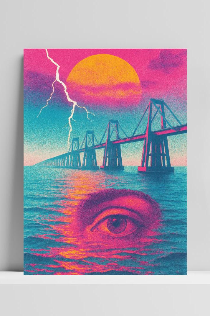 Eye Bridge Surreal Retro op 3mm aluminium dibond