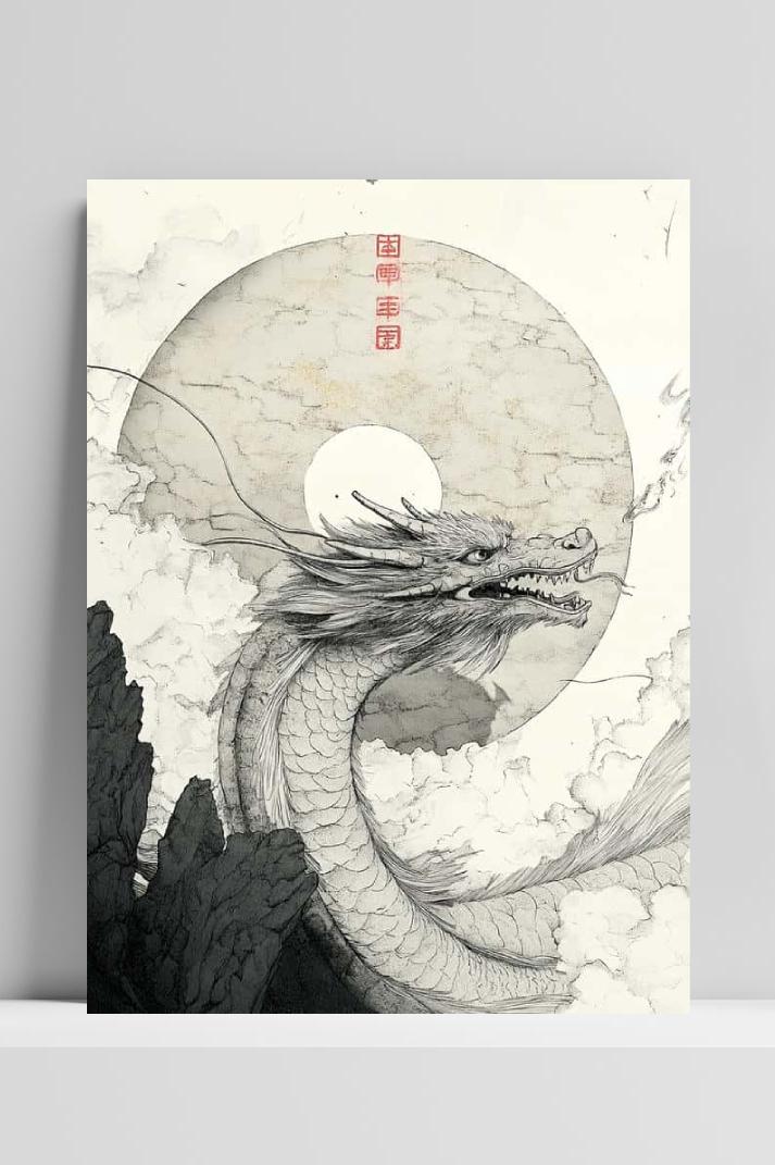 Dragon Vintage op 3mm aluminium dibond