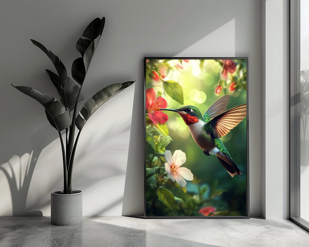 Humming Bird Flowers poster van 25 Artstreet