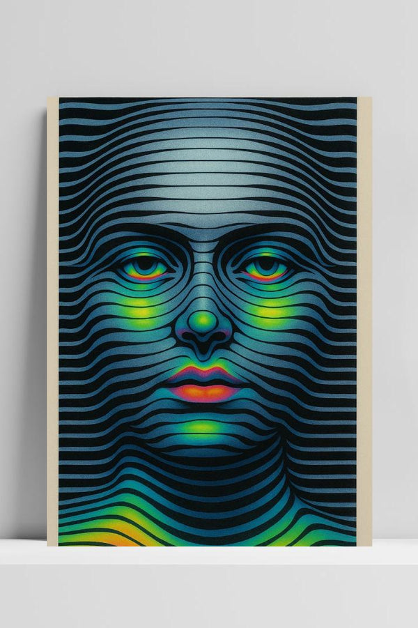 Face Optical illusion Wavy Portrait Psychedelic 3D Poster