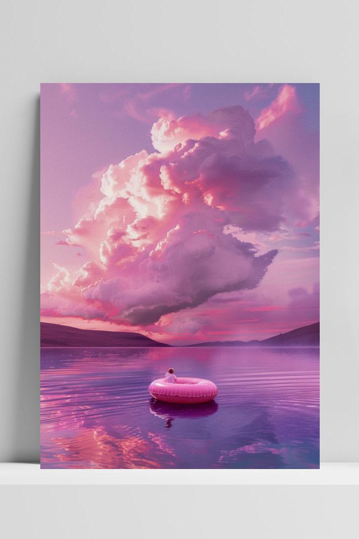 Roze meer op 3mm aluminium dibond