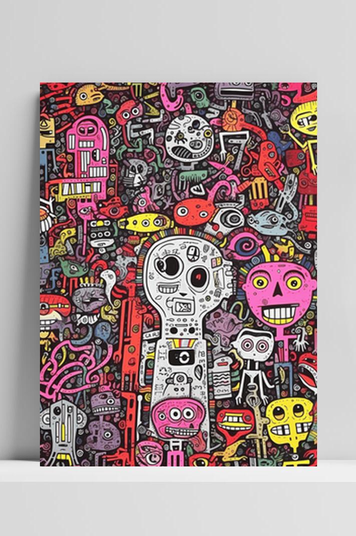 Doodle Poster op 3mm aluminium dibond