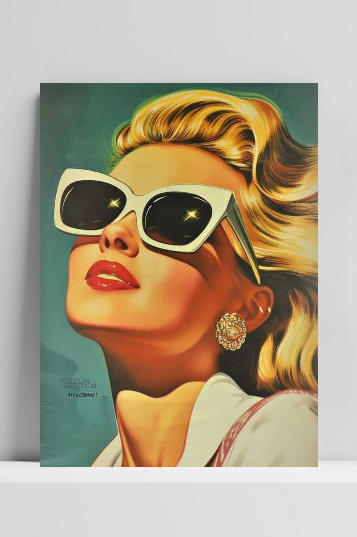 Vintage Vrouw op 3mm aluminium dibond