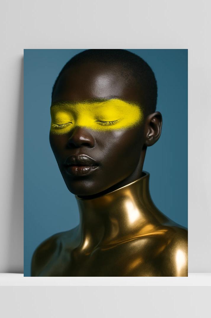 Black Woman Makeup op 3mm aluminium dibond