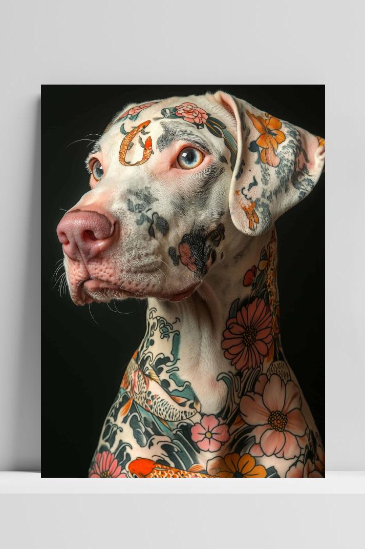 Hond Tatoeage op 3mm aluminium dibond