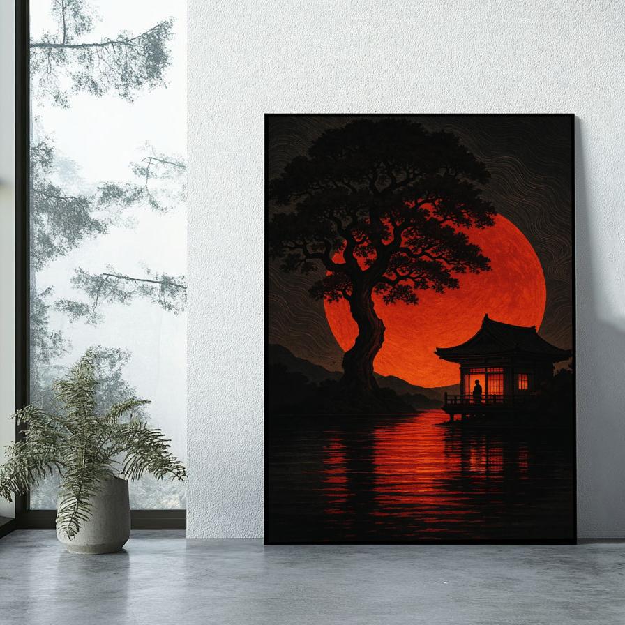 Red Moon Vintage Art poster sfeerbeeld 1