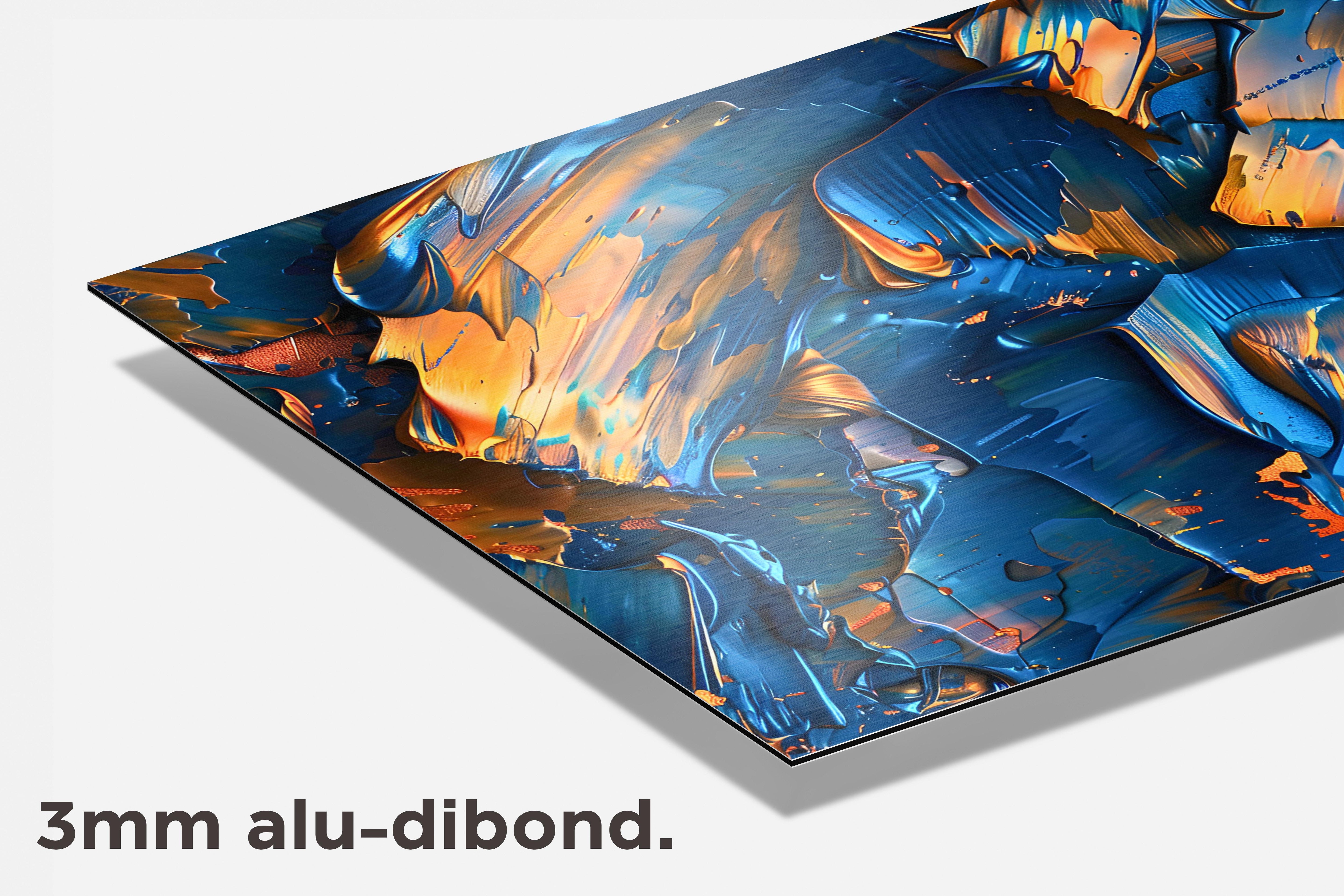 Blauw Oranje Kunst dibond detail