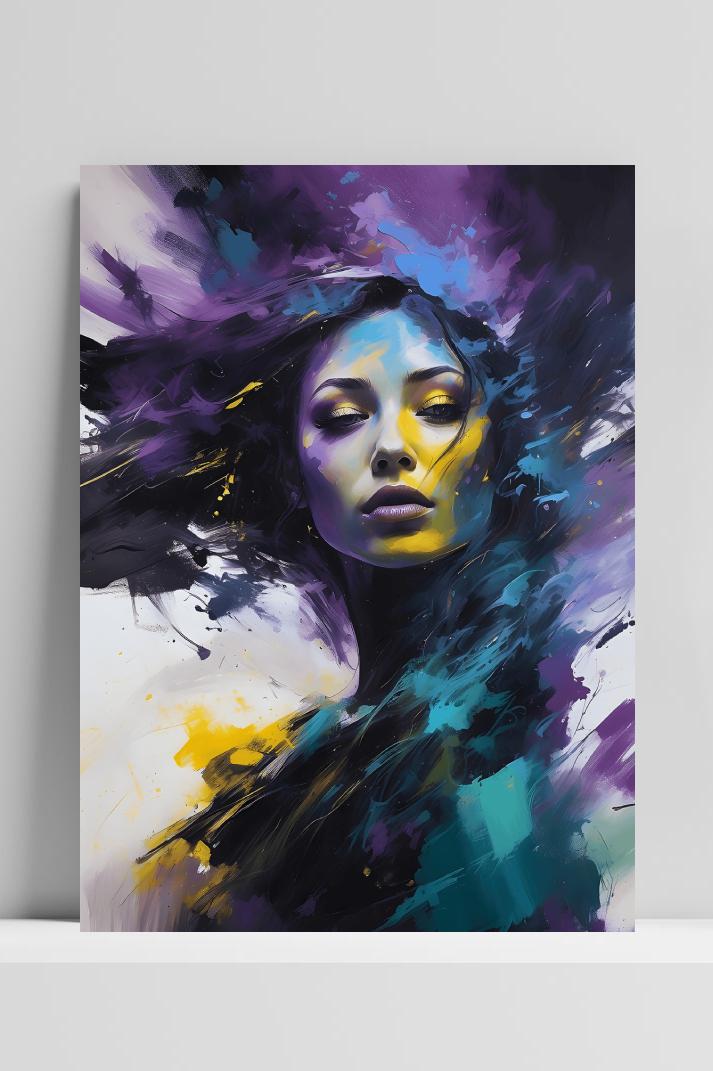 Vrouw Paars op 3mm aluminium dibond