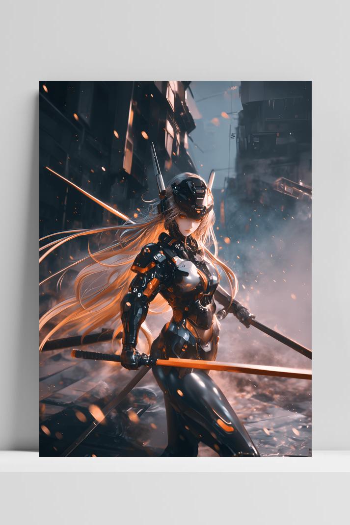 Biomech Anime op 3mm aluminium dibond