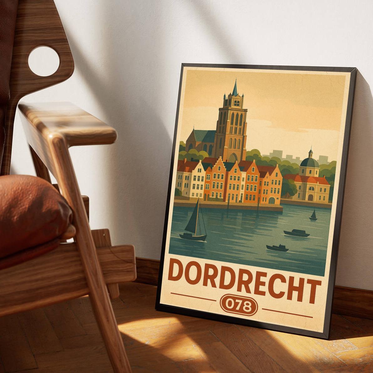 Dordrecht Text Vintage poster sfeerbeeld 3