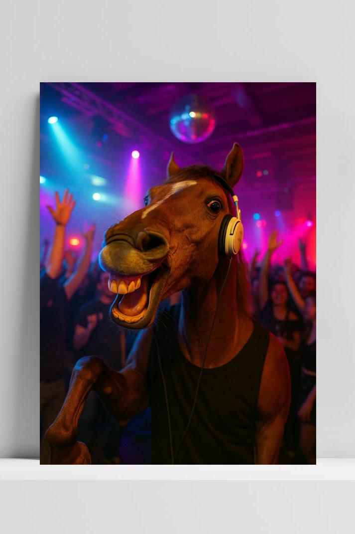 Horse DJ op 3mm aluminium dibond