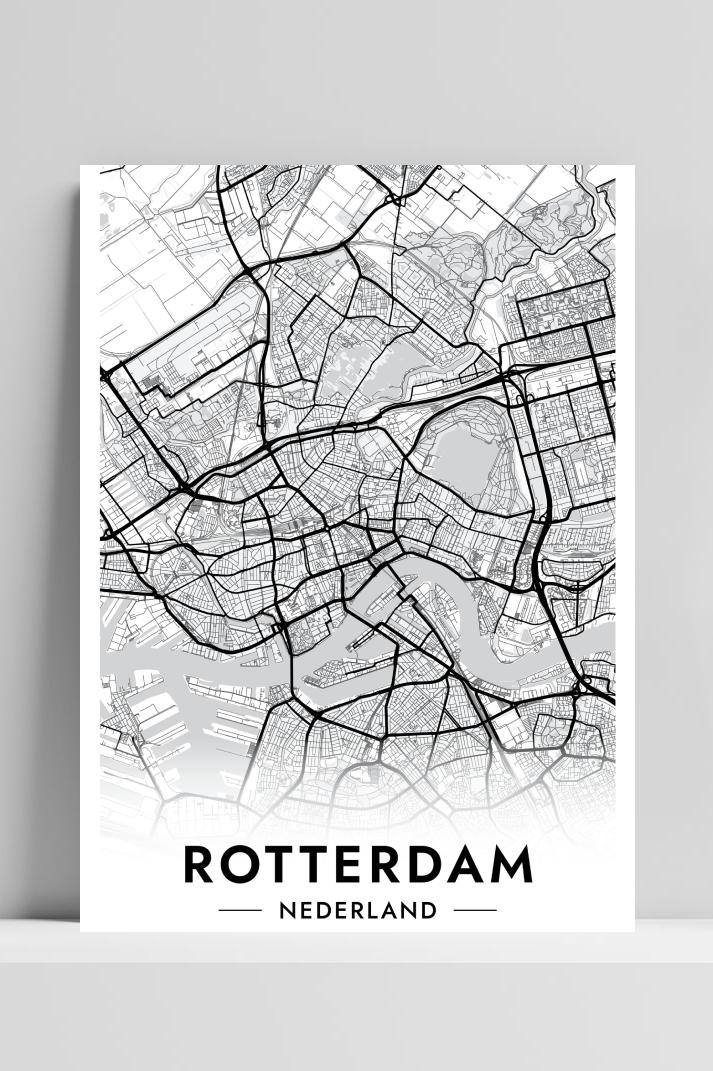 Rotterdam Map op 3mm aluminium dibond