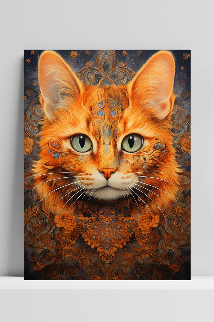 Kat Mandala op 3mm aluminium dibond