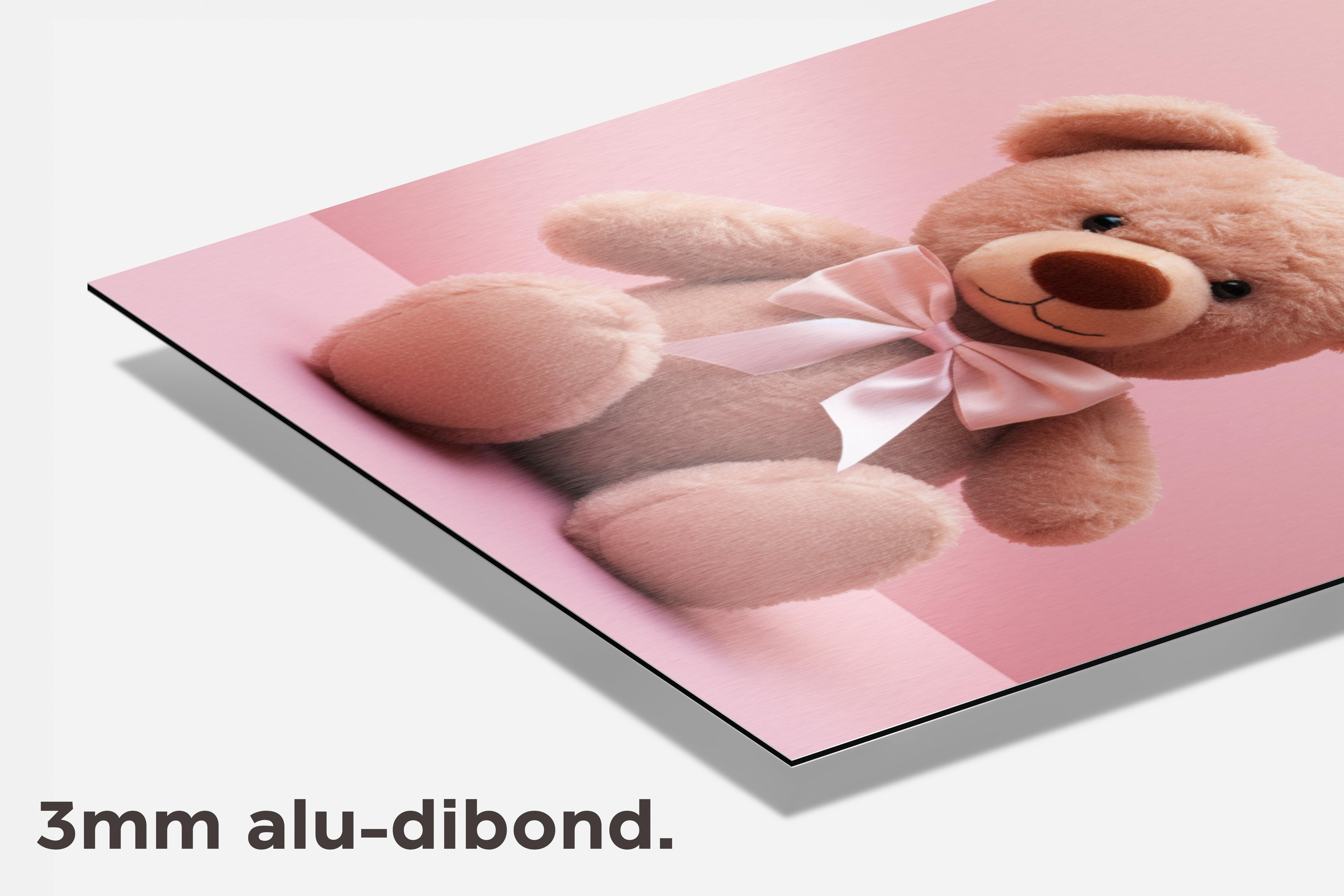 Teddybeer Roze dibond detail