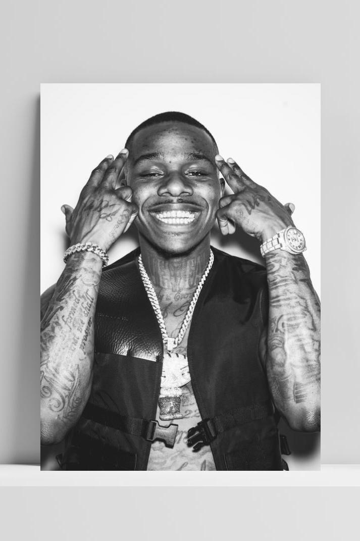 DaBaby Zwart Wit op 3mm aluminium dibond