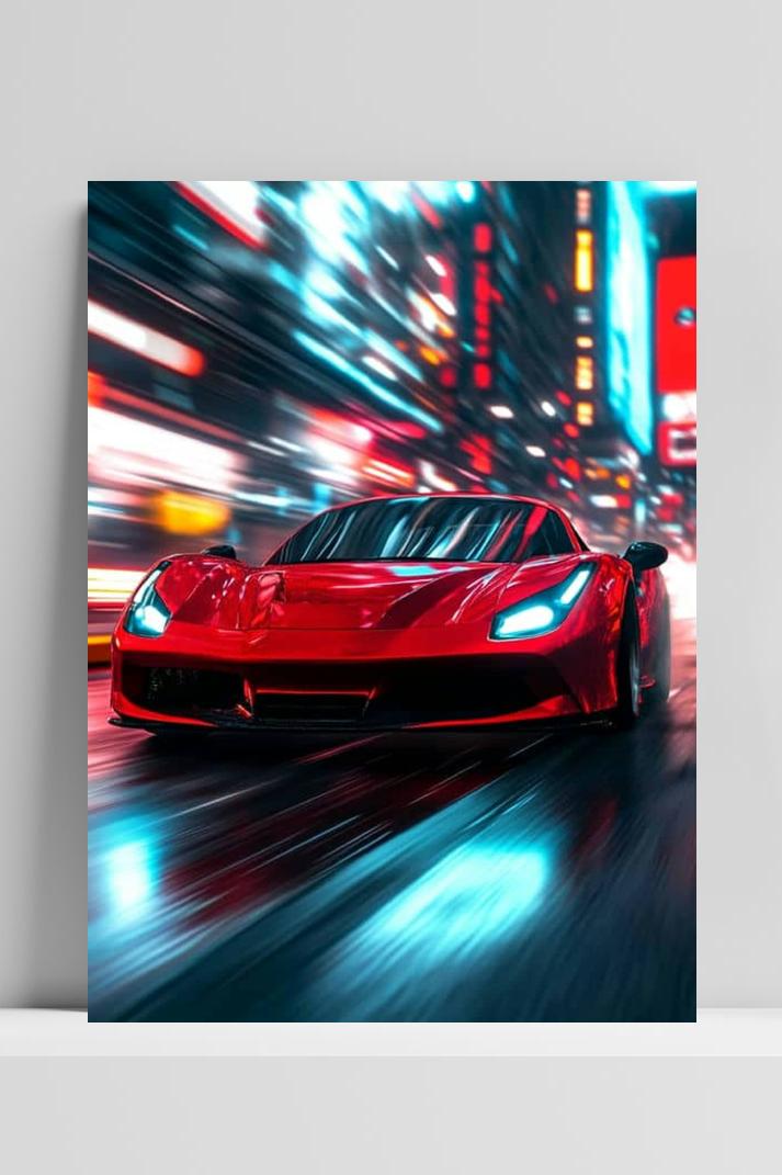 Rode Ferrari op 3mm aluminium dibond