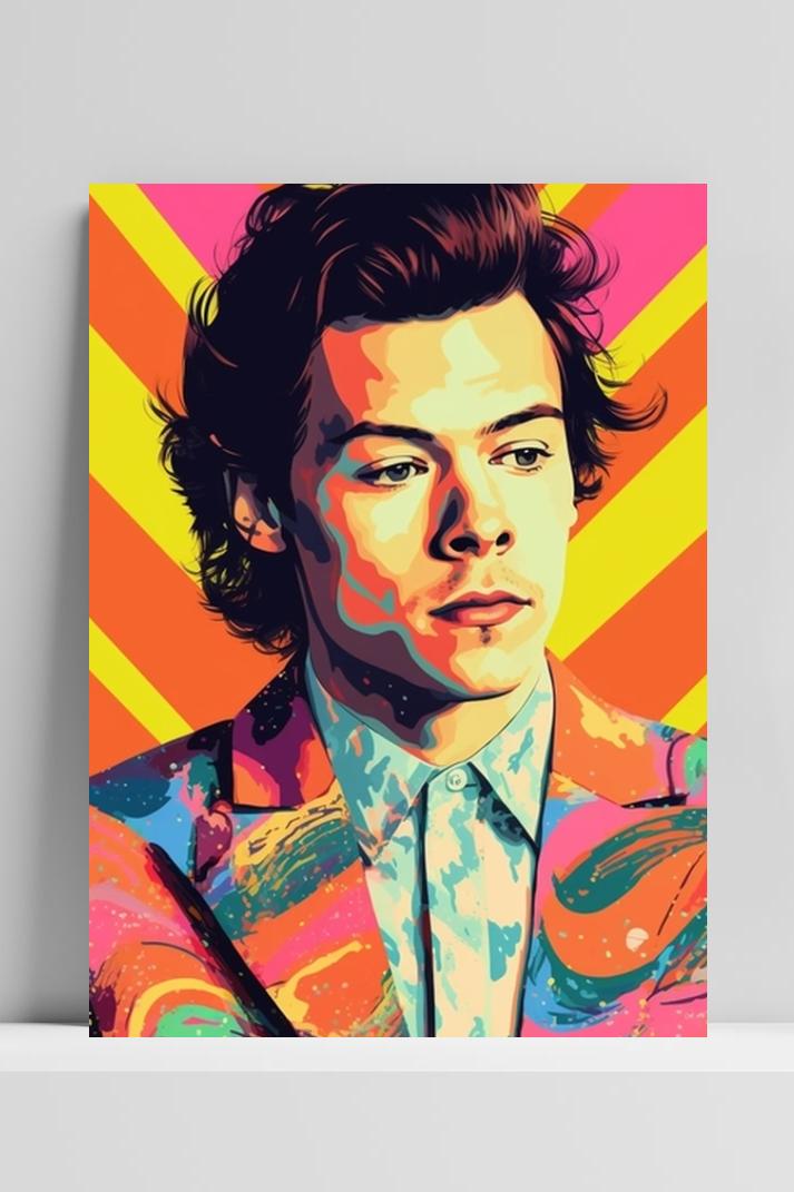 Harry Styles Retro op 3mm aluminium dibond