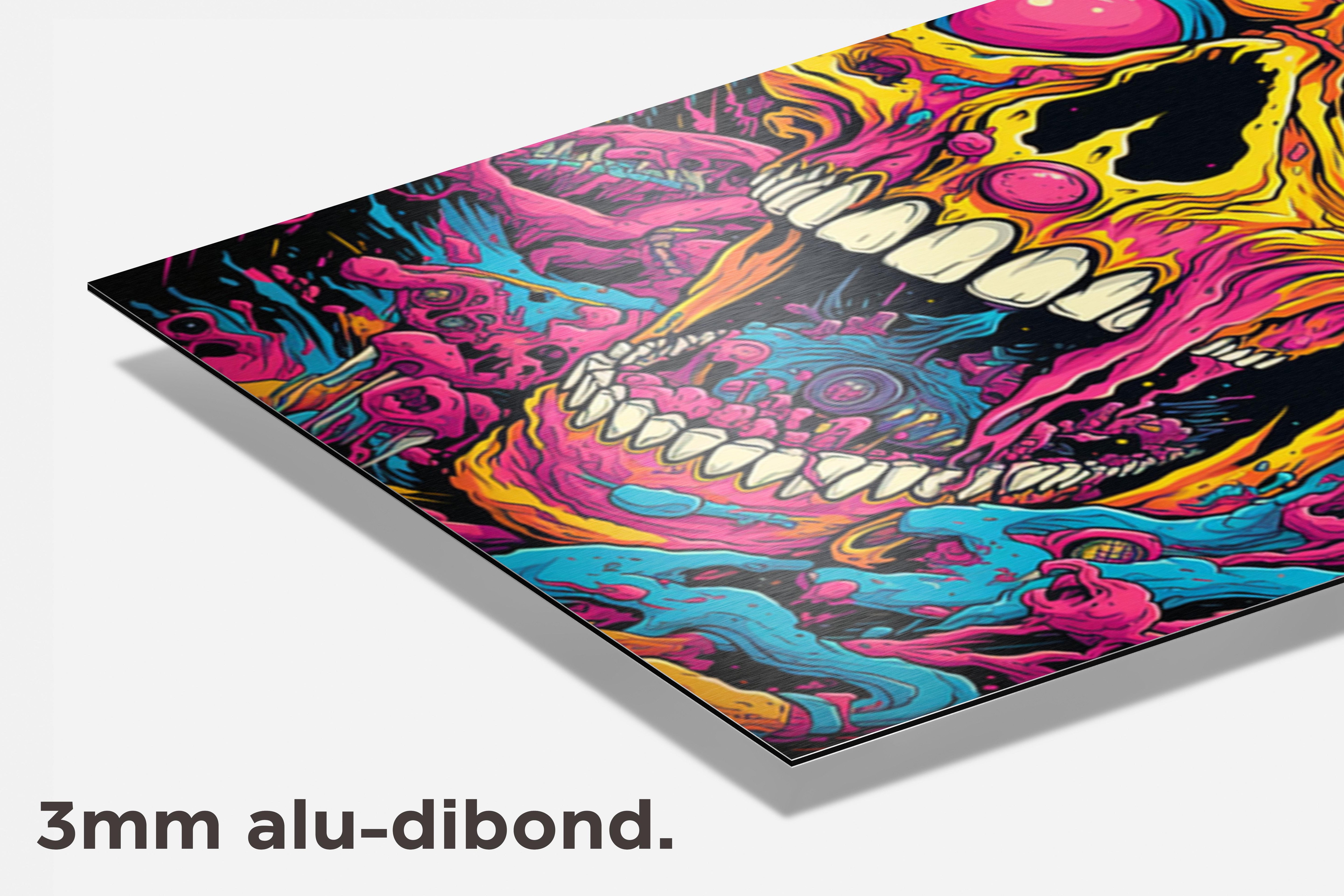 Doodshoofd Roze dibond detail