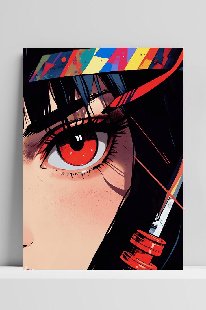 Rood Oog Anime op 3mm aluminium dibond