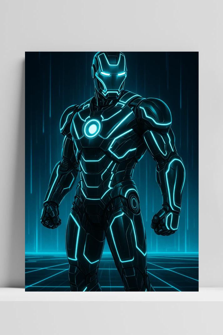 Iron Man Neon op 3mm aluminium dibond