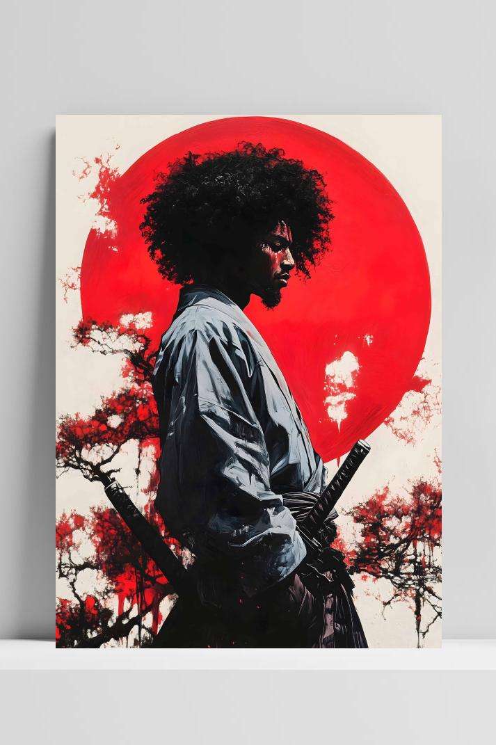 Afro Samurai op 3mm aluminium dibond