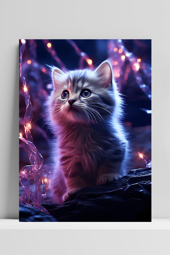Kitten Lichtjes op 3mm aluminium dibond