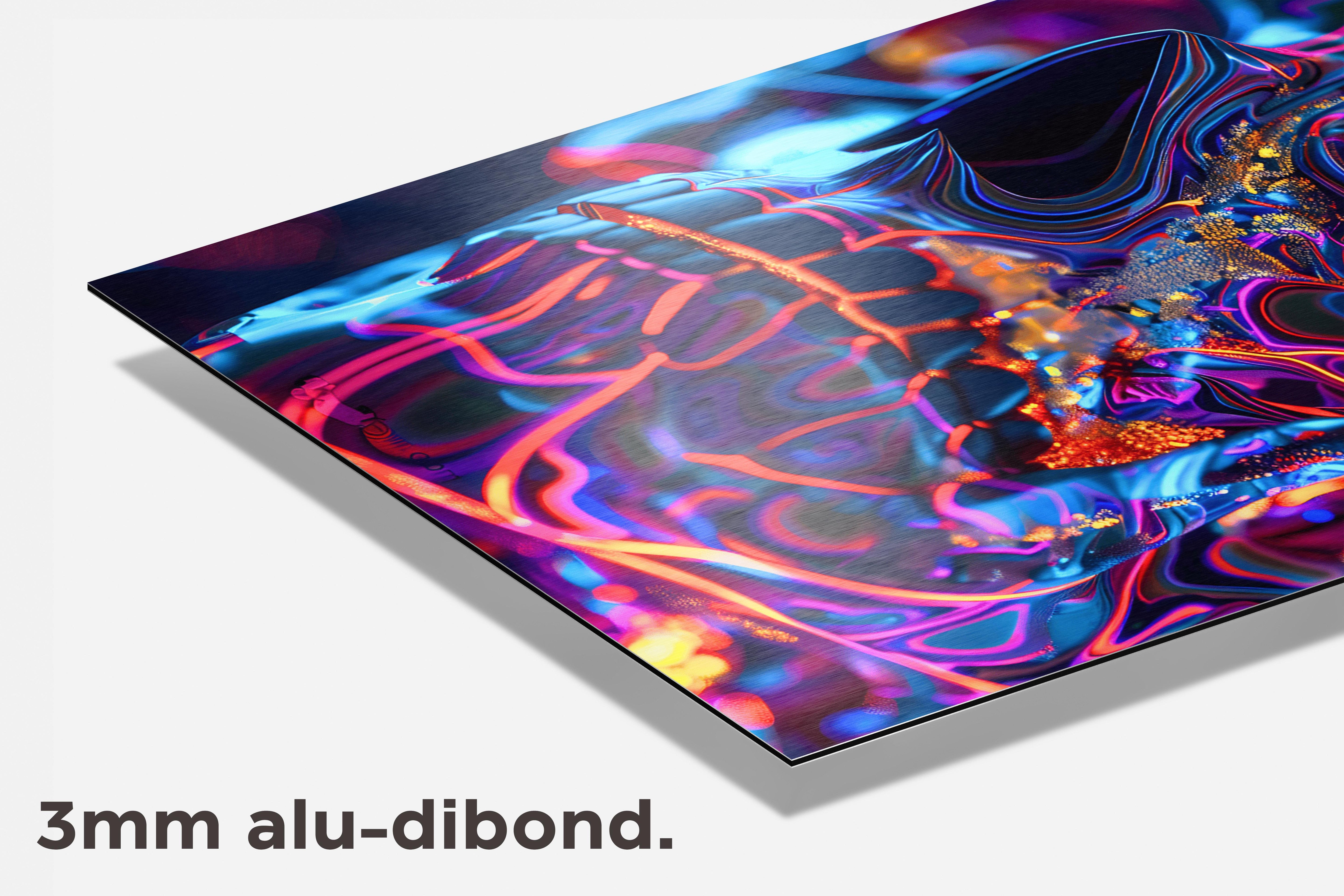 Blauwe Schedel dibond detail