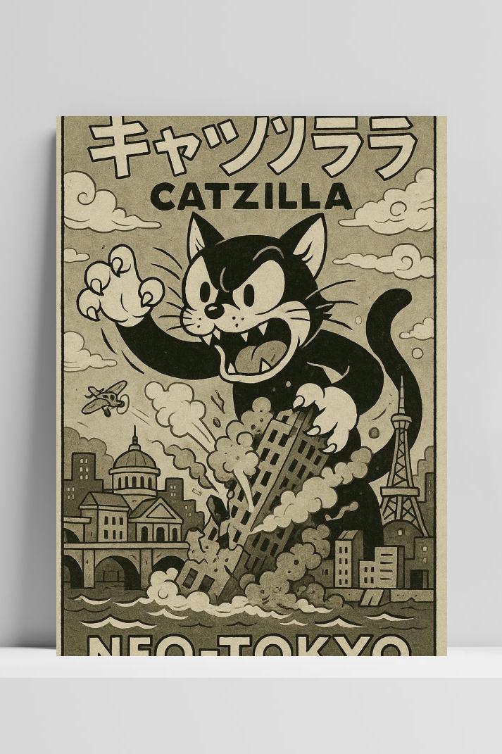 Catzilla B&W Text op 3mm aluminium dibond