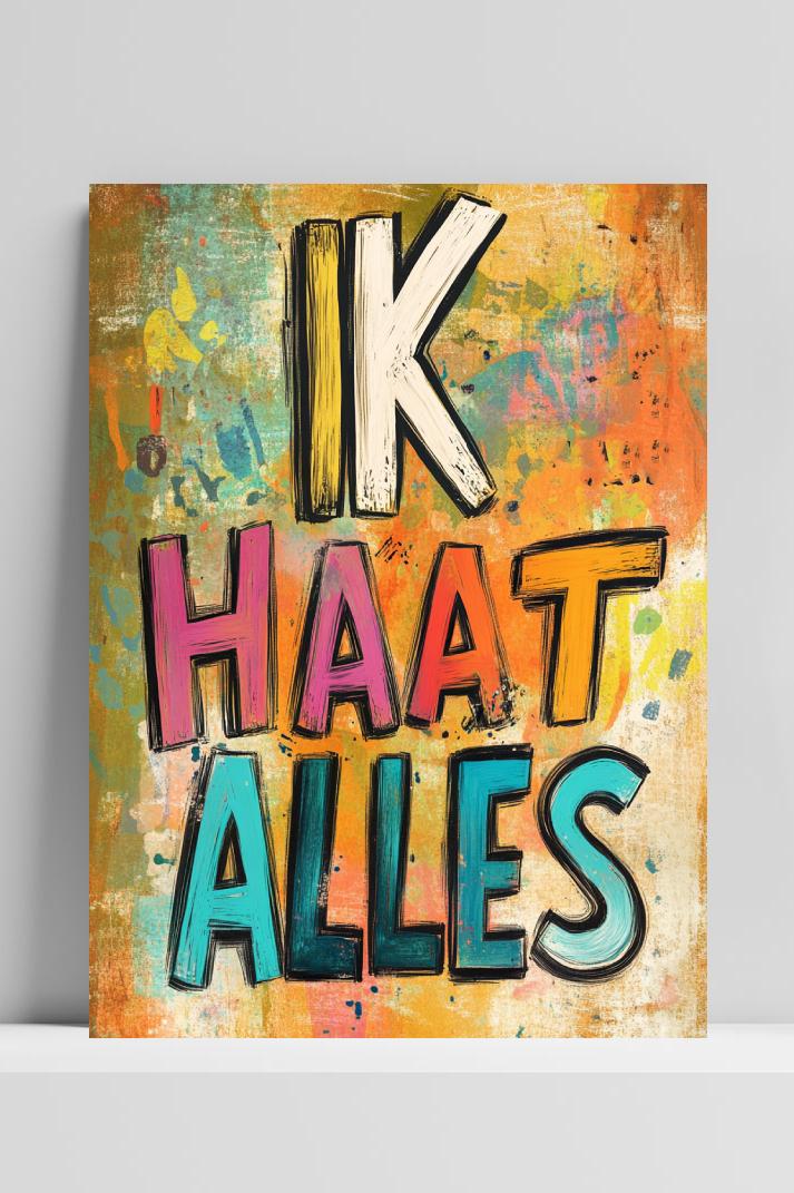 Ik Haat Alles op 3mm aluminium dibond
